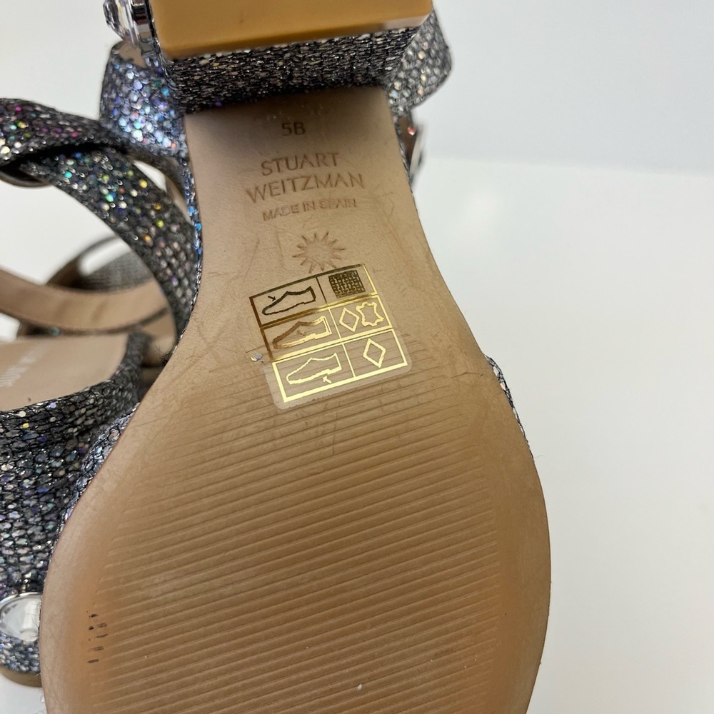 STUART WEITZMAN Alshn Crystal Embellished Block Heel Sandal in Aurora - Picture 12 of 16